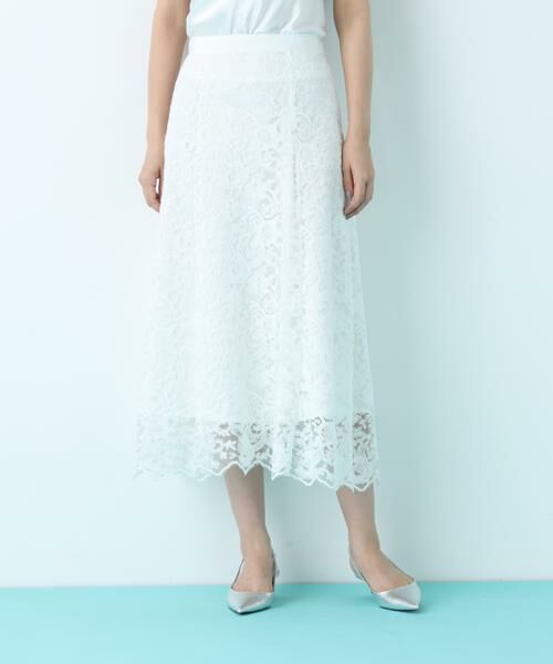 PINKY & DIANNE / ピンキーアンドダイアン スカート | スカラレースフレアスカート（ホワイト）