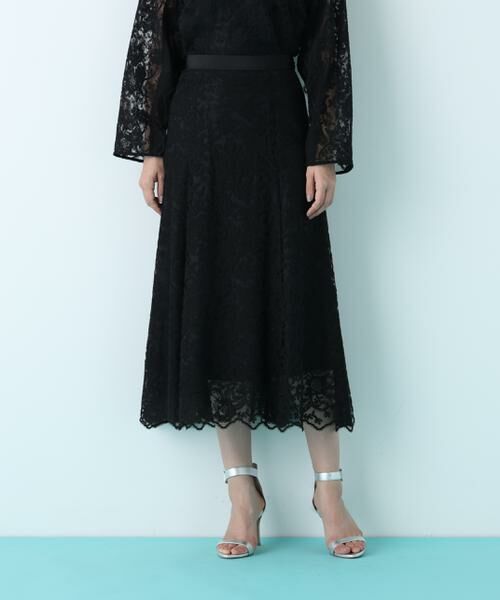 PINKY & DIANNE / ピンキーアンドダイアン スカート | スカラレースフレアスカート（ブラック）