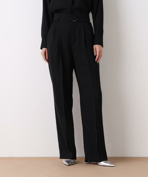 PINKY & DIANNE / ピンキーアンドダイアン パンツ | ダブルサテンタックワイドパンツ（ブラック）