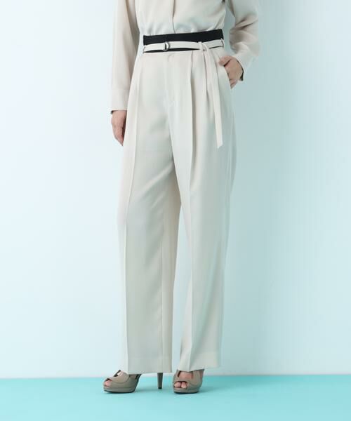 PINKY & DIANNE / ピンキーアンドダイアン パンツ | ダブルサテンタックワイドパンツ（ベージュ）