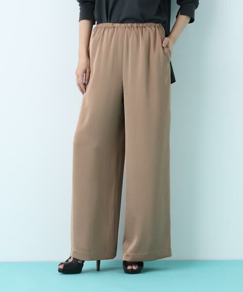 PINKY & DIANNE / ピンキーアンドダイアン パンツ | サテンワイドパンツ（キャメル5）