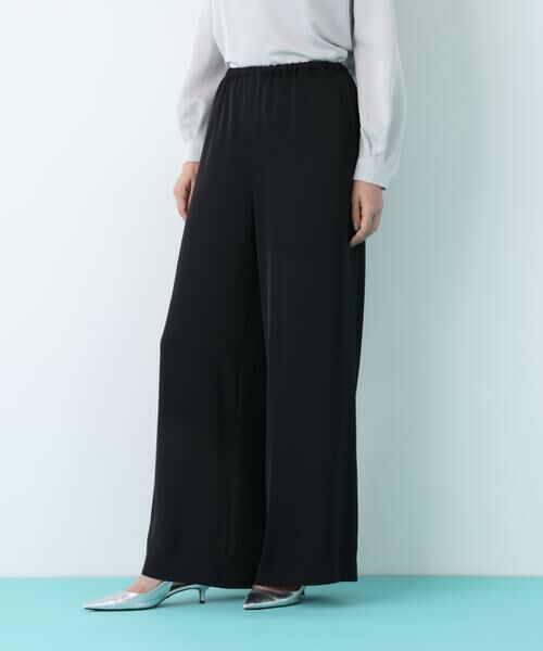 PINKY & DIANNE / ピンキーアンドダイアン パンツ | サテンワイドパンツ（ブラック）