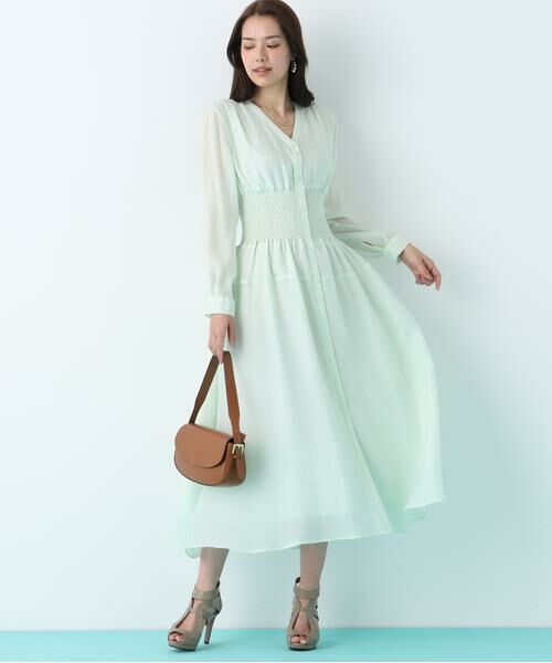 PINKY & DIANNE / ピンキーアンドダイアン ミニ丈・ひざ丈ワンピース | ウエストシャーリングロングワンピース | 詳細2