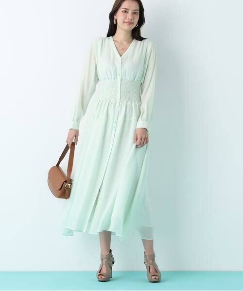 PINKY & DIANNE / ピンキーアンドダイアン ミニ丈・ひざ丈ワンピース | ウエストシャーリングロングワンピース | 詳細3