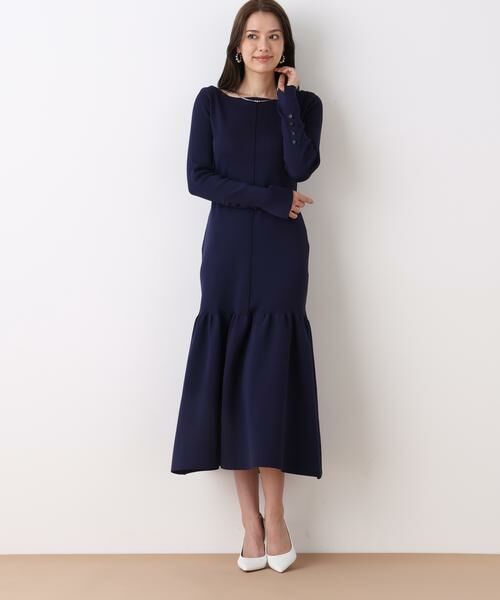 PINKY & DIANNE / ピンキーアンドダイアン ミニ丈・ひざ丈ワンピース | ボートネックマーメイドニットワンピース | 詳細3