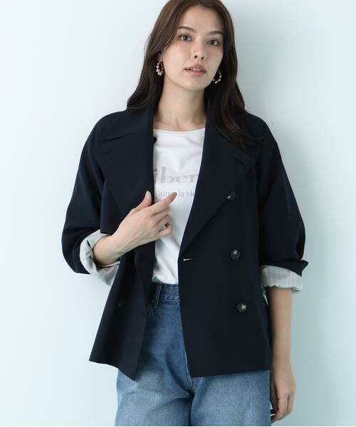 PINKY & DIANNE / ピンキーアンドダイアン アウター | ソフトオックスショートトレンチコート（ネイビー）