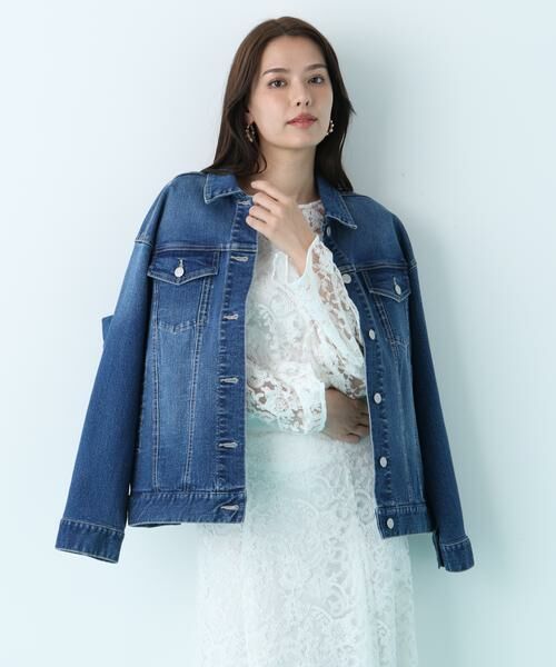 PINKY & DIANNE / ピンキーアンドダイアン ブルゾン | ルーズカラーデニムジャケット | 詳細9