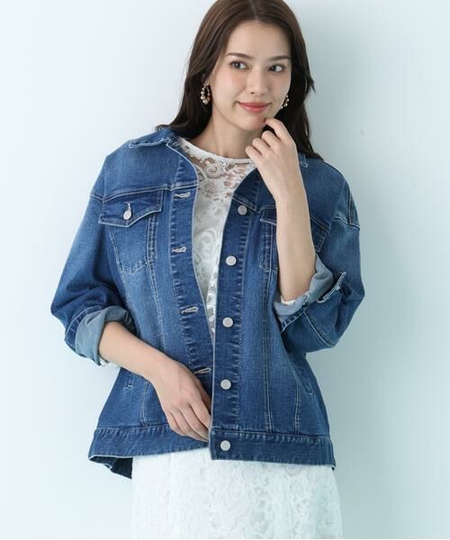 PINKY & DIANNE / ピンキーアンドダイアン ブルゾン | ルーズカラーデニムジャケット（インディゴ）