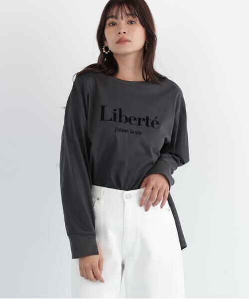 PINKY & DIANNE / ピンキーアンドダイアン カットソー | 「Ｌｉｂｅｒｔｅ」ロングＴシャツ（カーキグレー1）