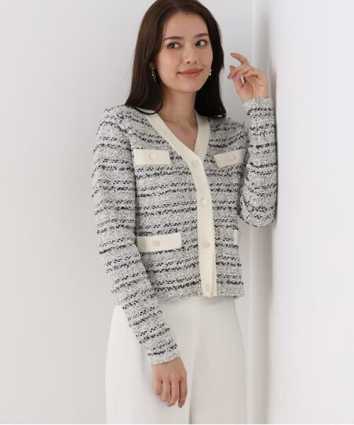 PINKY & DIANNE / ピンキーアンドダイアン カーディガン・ボレロ | ブークレーツイードＶネックカーディガン | 詳細7