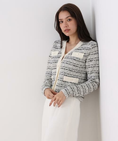 PINKY & DIANNE / ピンキーアンドダイアン カーディガン・ボレロ | ブークレーツイードＶネックカーディガン | 詳細8