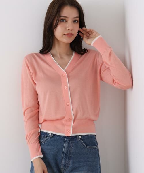 PINKY & DIANNE / ピンキーアンドダイアン カーディガン・ボレロ | Ｖネックパレットニットカーディガン（ピンク）