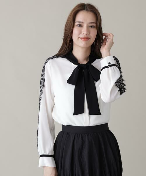 PINKY & DIANNE / ピンキーアンドダイアン シャツ・ブラウス | レースコンビバイカラーリボンブラウス | 詳細2