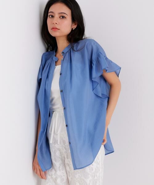 PINKY & DIANNE / ピンキーアンドダイアン シャツ・ブラウス | ラッフルスリーブブラウス（ブルー）
