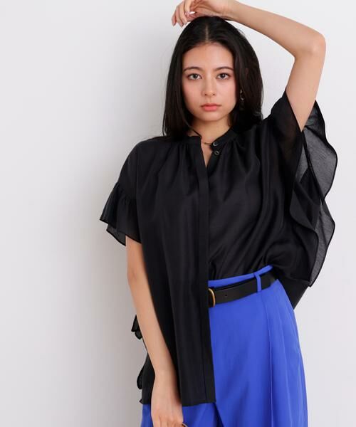 PINKY & DIANNE / ピンキーアンドダイアン シャツ・ブラウス | ラッフルスリーブブラウス（ブラック）