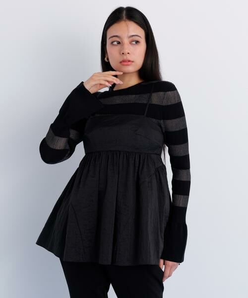 PINKY & DIANNE / ピンキーアンドダイアン シャツ・ブラウス | シャイニータフタチュニックブラウス（ブラック）