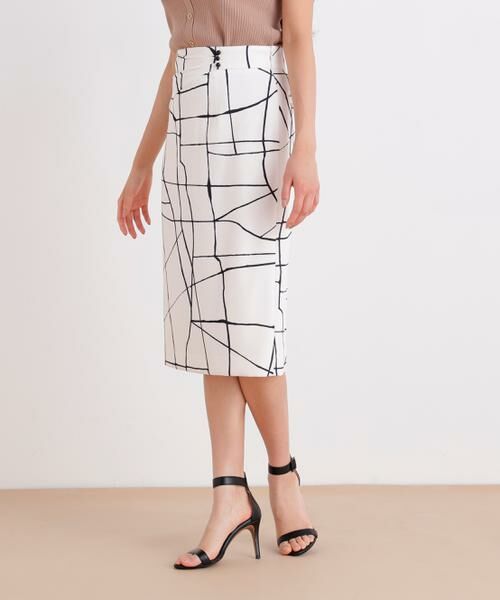 PINKY & DIANNE / ピンキーアンドダイアン スカート | ラインプリントタックスカート | 詳細1