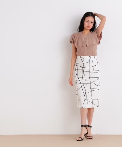 PINKY & DIANNE / ピンキーアンドダイアン スカート | ラインプリントタックスカート | 詳細2