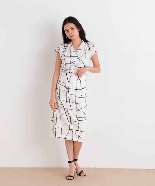 PINKY & DIANNE / ピンキーアンドダイアン スカート | ラインプリントタックスカート | 詳細4