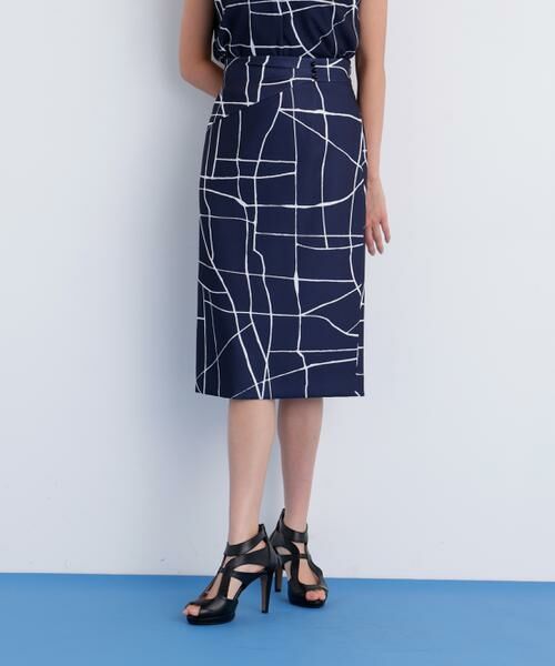 PINKY & DIANNE / ピンキーアンドダイアン スカート | ラインプリントタックスカート | 詳細10