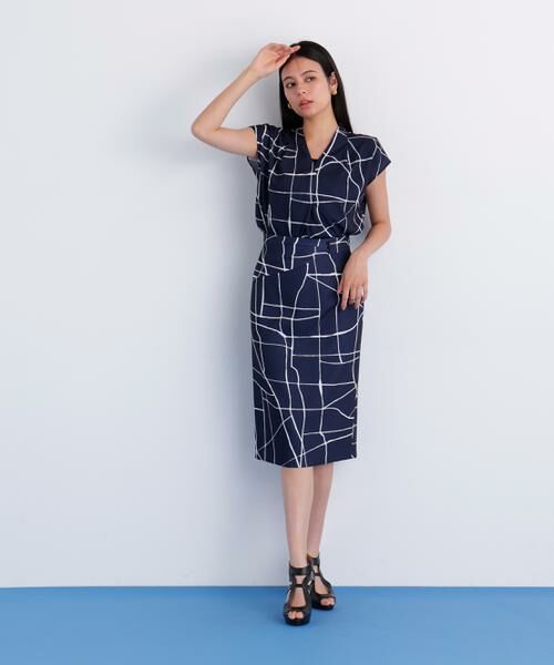 PINKY & DIANNE / ピンキーアンドダイアン スカート | ラインプリントタックスカート | 詳細11