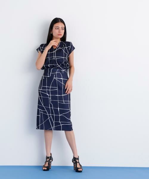 PINKY & DIANNE / ピンキーアンドダイアン スカート | ラインプリントタックスカート | 詳細12