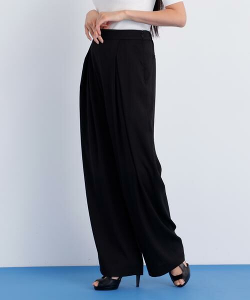 PINKY & DIANNE / ピンキーアンドダイアン パンツ | スラブ調ウエストタックパンツ（ブラック）