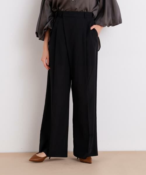 PINKY & DIANNE / ピンキーアンドダイアン パンツ | ラップウエストシアーワイドパンツ（ブラック）