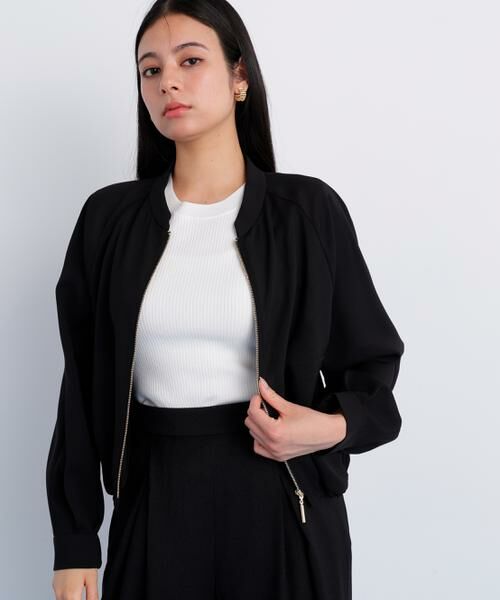 PINKY & DIANNE / ピンキーアンドダイアン ブルゾン | シアーカラミショートブルゾン（ブラック）