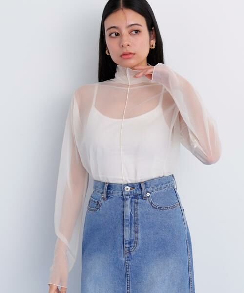 PINKY & DIANNE / ピンキーアンドダイアン カットソー | シアーハイネックカットソー（エクリュ1）