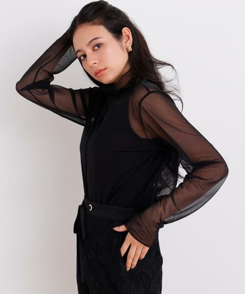 PINKY & DIANNE / ピンキーアンドダイアン カットソー | シアーハイネックカットソー | 詳細9