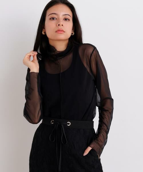 PINKY & DIANNE / ピンキーアンドダイアン カットソー | シアーハイネックカットソー（ブラック）