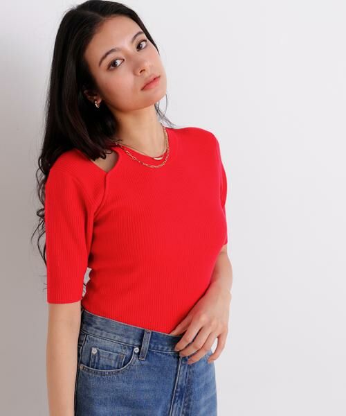 PINKY & DIANNE / ピンキーアンドダイアン ニット・セーター | カッティングニットプルオーバー（レッド）