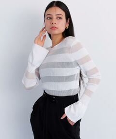 PINKY & DIANNE / ピンキーアンドダイアン カーディガン・ボレロ | リブシアーボーダーカーディガン