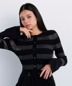 PINKY & DIANNE / ピンキーアンドダイアン カーディガン・ボレロ | リブシアーボーダーカーディガン