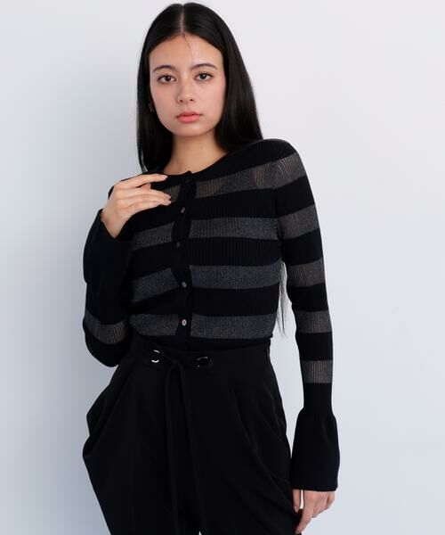 PINKY & DIANNE / ピンキーアンドダイアン カーディガン・ボレロ | リブシアーボーダーカーディガン | 詳細9