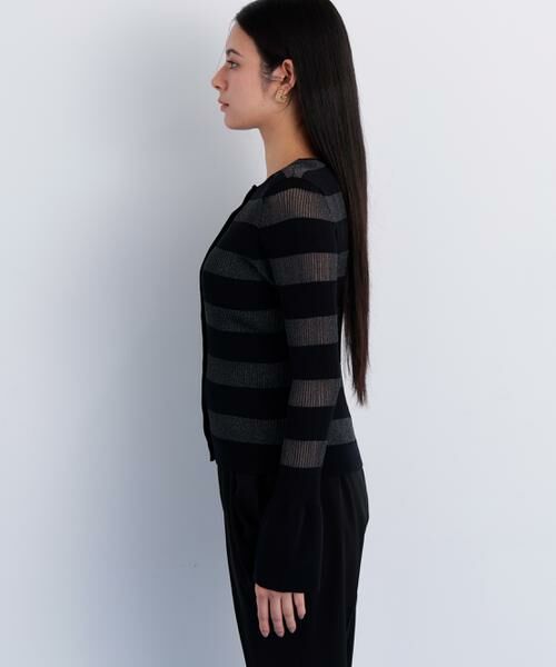 PINKY & DIANNE / ピンキーアンドダイアン カーディガン・ボレロ | リブシアーボーダーカーディガン | 詳細12