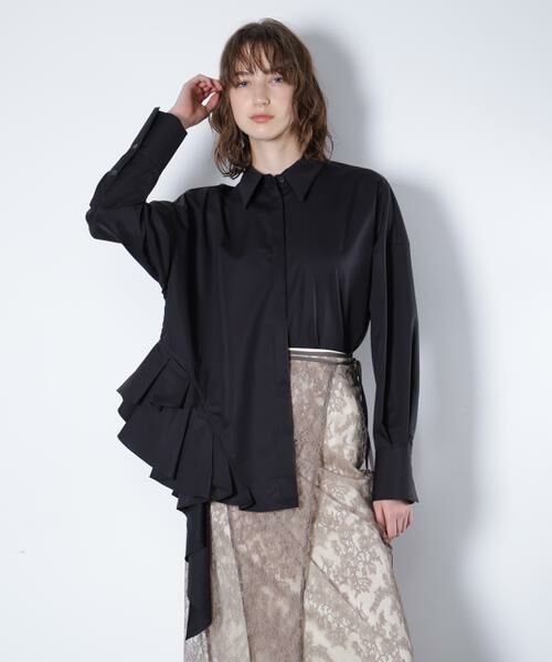 PINKY & DIANNE / ピンキーアンドダイアン シャツ・ブラウス | ラッフルシャツ_（ブラック）