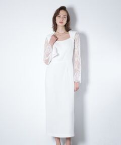 PINKY & DIANNE / ピンキーアンドダイアン ミニ丈・ひざ丈ワンピース | ベアカットレースコンビドレス _