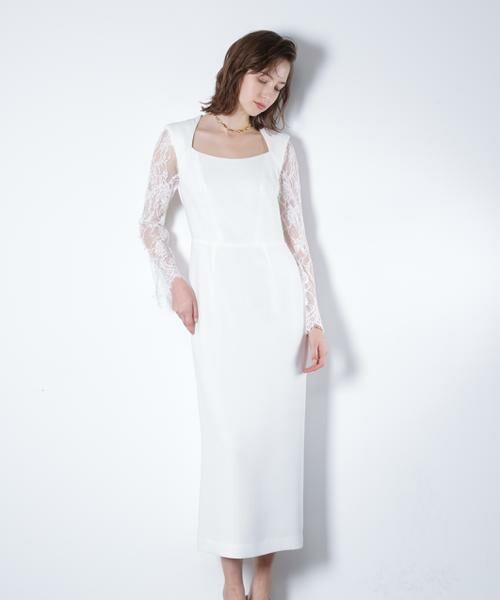 PINKY & DIANNE / ピンキーアンドダイアン ミニ丈・ひざ丈ワンピース | ベアカットレースコンビドレス _ | 詳細2