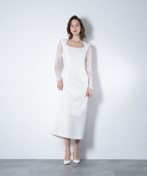 PINKY & DIANNE / ピンキーアンドダイアン ミニ丈・ひざ丈ワンピース | ベアカットレースコンビドレス _ | 詳細4