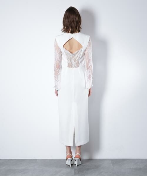 PINKY & DIANNE / ピンキーアンドダイアン ミニ丈・ひざ丈ワンピース | ベアカットレースコンビドレス _ | 詳細7