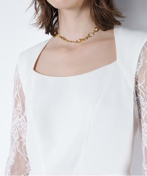 PINKY & DIANNE / ピンキーアンドダイアン ミニ丈・ひざ丈ワンピース | ベアカットレースコンビドレス _ | 詳細8