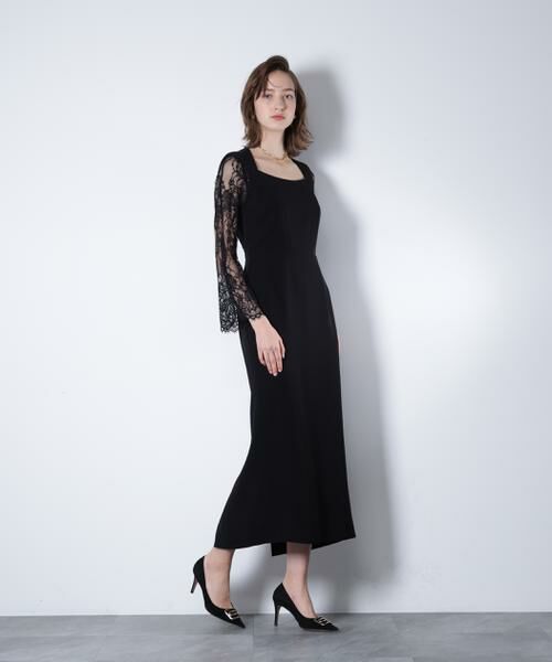 PINKY & DIANNE / ピンキーアンドダイアン ミニ丈・ひざ丈ワンピース | ベアカットレースコンビドレス _ | 詳細18