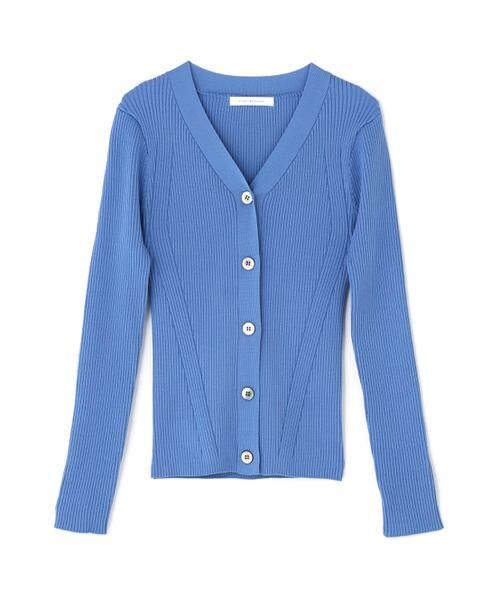 PINKY & DIANNE / ピンキーアンドダイアン カーディガン・ボレロ | リブニットＶネックカーディガン（ブルー）