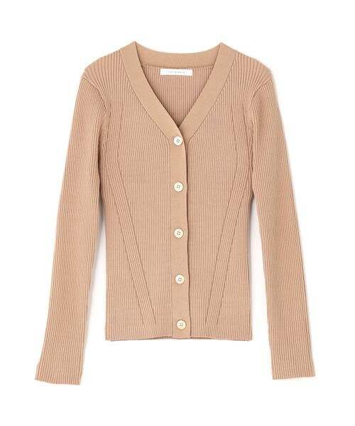 PINKY & DIANNE / ピンキーアンドダイアン カーディガン・ボレロ | リブニットＶネックカーディガン（ベージュ）