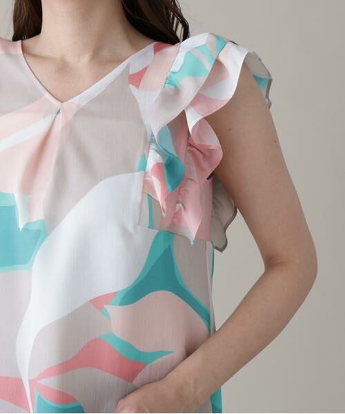 PINKY & DIANNE / ピンキーアンドダイアン シャツ・ブラウス | シェードリーフプリントＶネックブラウス | 詳細12