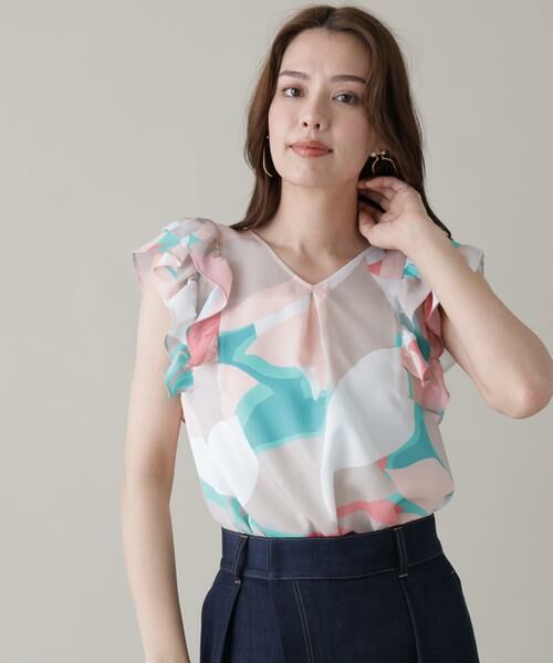 PINKY & DIANNE / ピンキーアンドダイアン シャツ・ブラウス | シェードリーフプリントＶネックブラウス | 詳細2