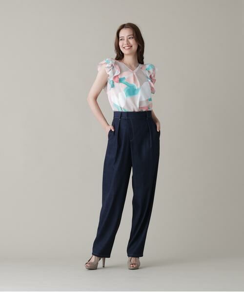 PINKY & DIANNE / ピンキーアンドダイアン シャツ・ブラウス | シェードリーフプリントＶネックブラウス | 詳細3