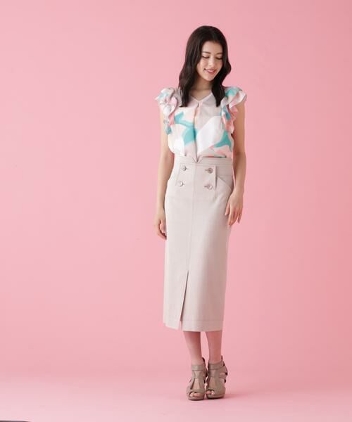 PINKY & DIANNE / ピンキーアンドダイアン シャツ・ブラウス | シェードリーフプリントＶネックブラウス | 詳細7